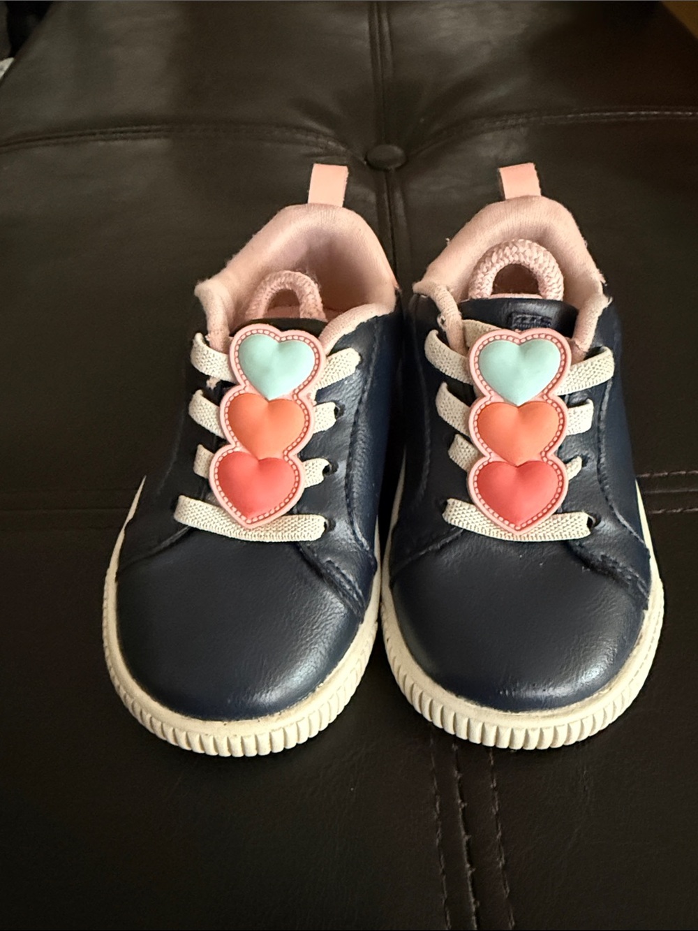Carter's Navy Sneakers with Pink & Coral Heart Accents